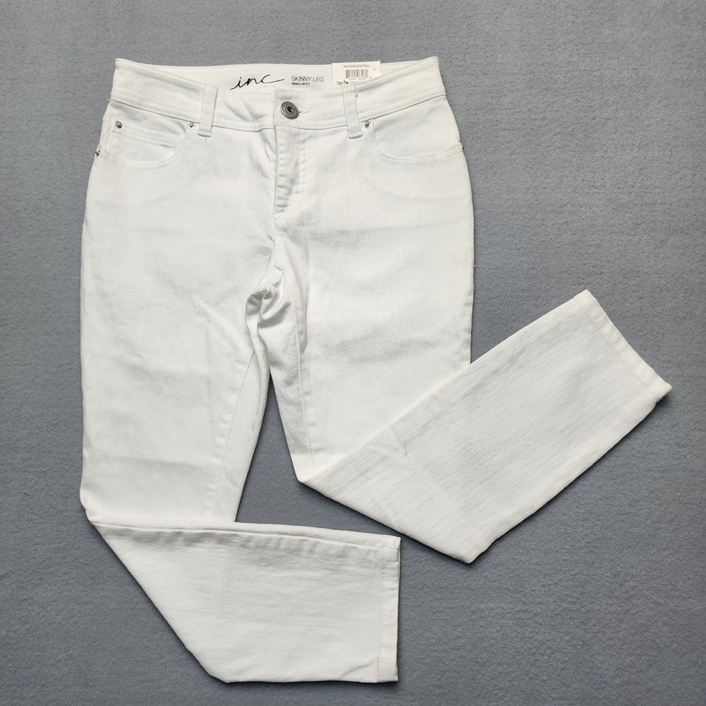 INC International Concepts Womens 0P White Skinny Leg Jeans Petite NWT